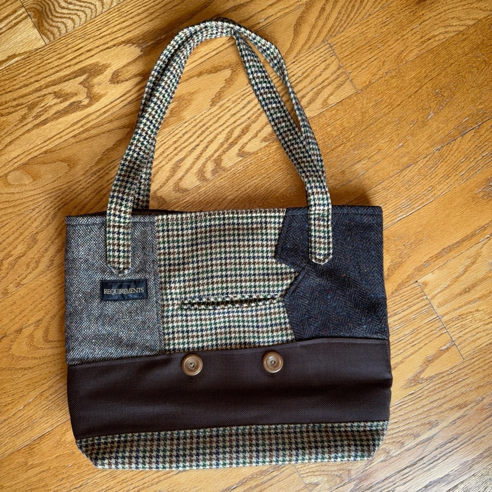 New Handmade Ralph Lauren Chaps Tweed and Wool Suit Recycled Large Unisex Bag